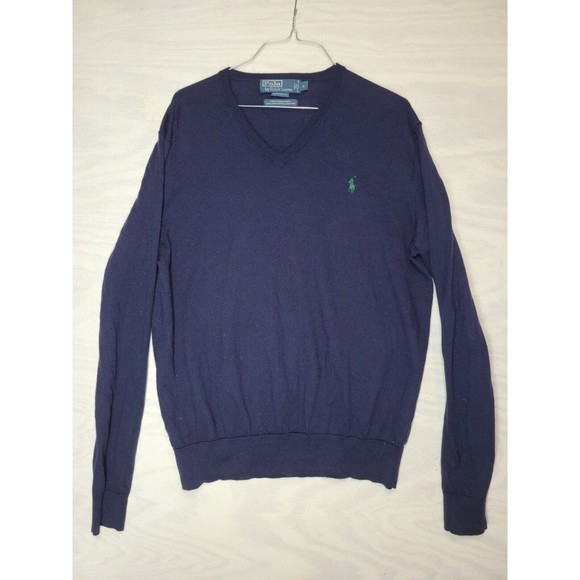 Polo Ralph Lauren Other - Polo Ralph Lauren Men's SZ L Sweater Merino Wool V Neck Long Sleeve Blue